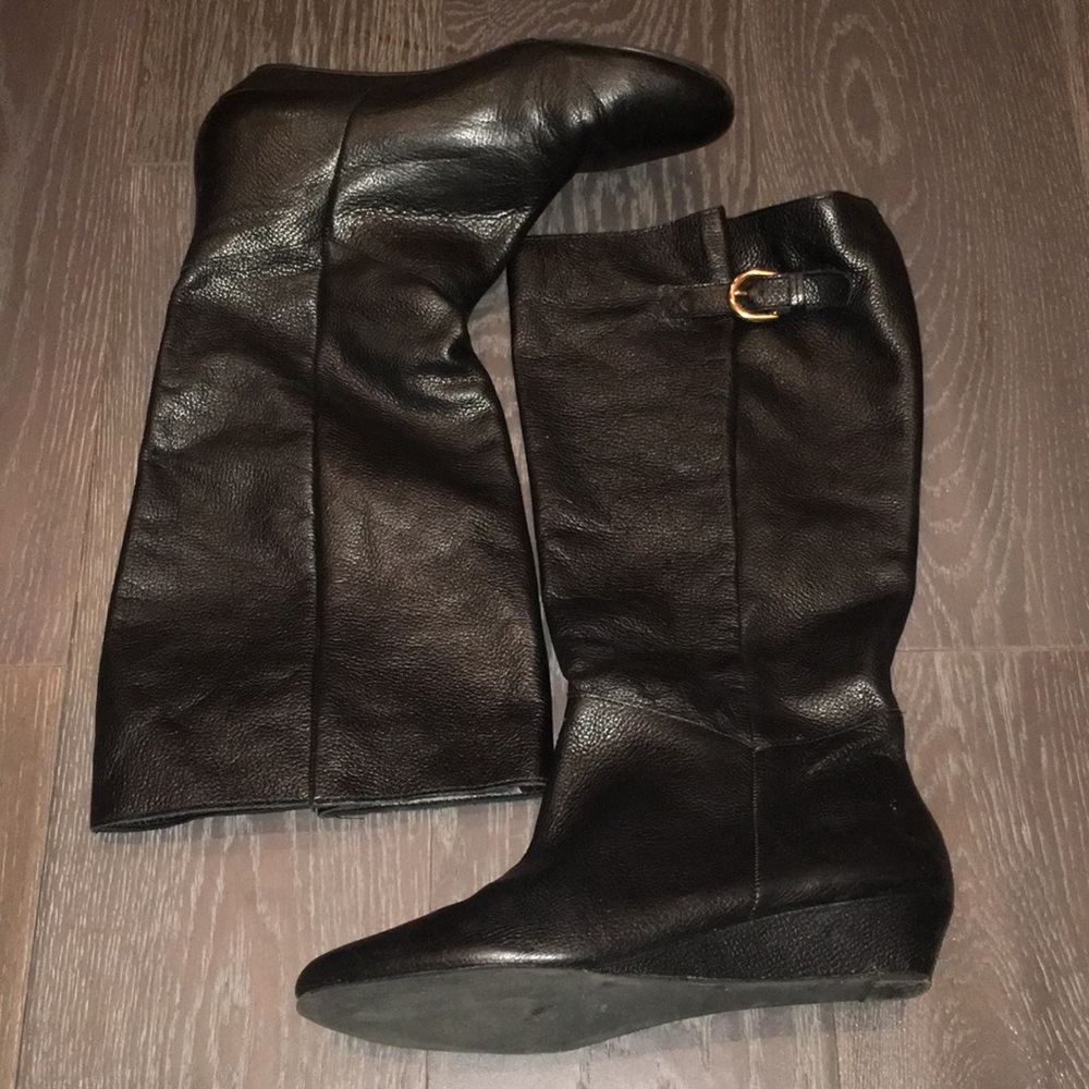 Steve Madden Intyce black leather wedge boots